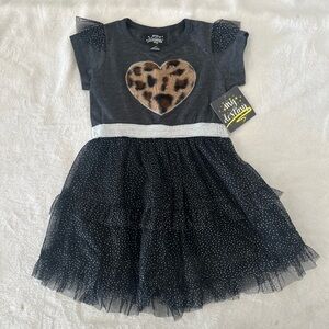 My Destiny Black Shiny Tutu Dress Toddler Girl Size 4 Leopard Soft